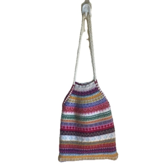 Vintage Handbags - Wool Y2K Knit Multicolor Shoulder Bag